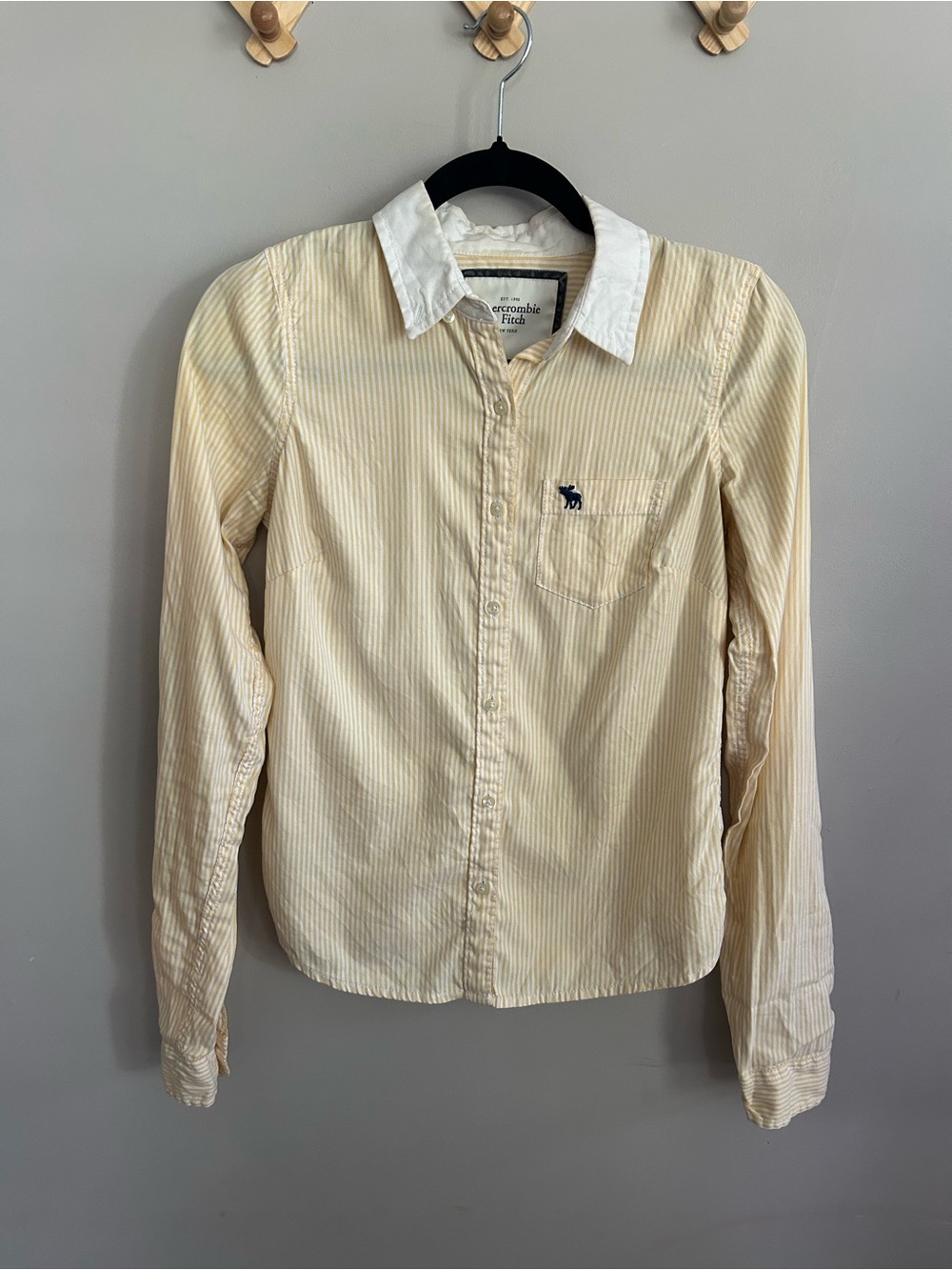 Vintage Abercrombie & Fitch Yellow Striped Button Down Y2K Size Small